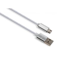 Дата кабель USB 2.0 AM to Micro 5P 1m LED silver Vinga (VCPDCMLED1S) - фото 1
