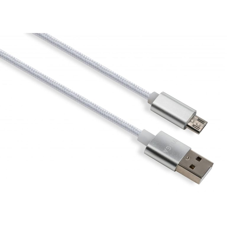 Дата кабель USB 2.0 AM to Micro 5P 1m LED silver Vinga (VCPDCMLED1S) - фото 1