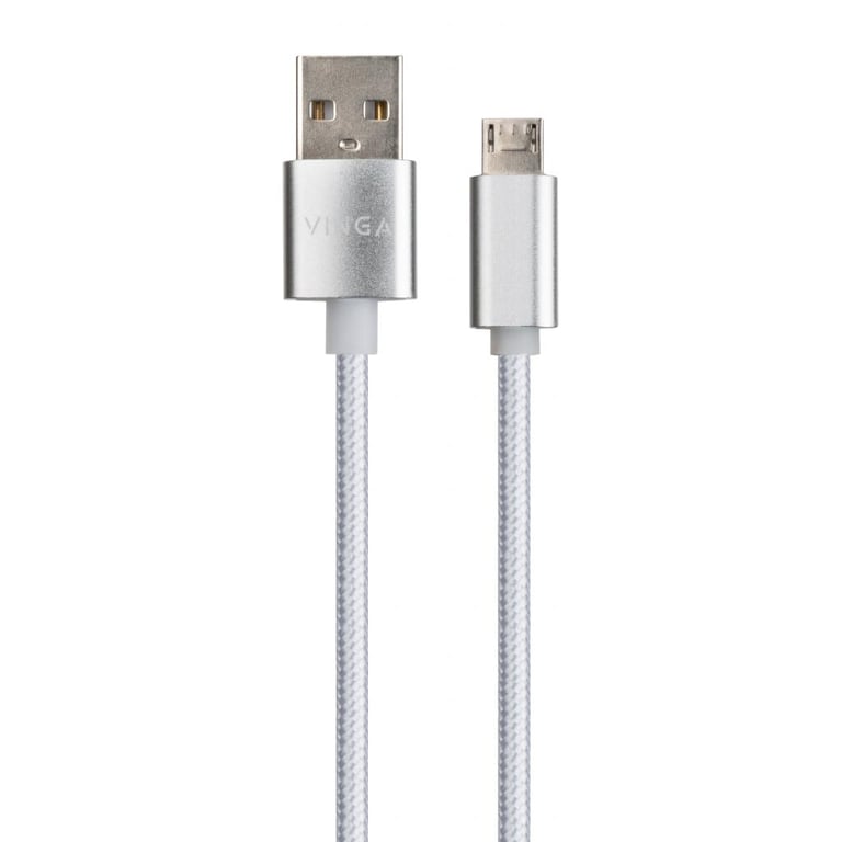 Дата кабель USB 2.0 AM to Micro 5P 1m LED silver Vinga (VCPDCMLED1S) - фото 2