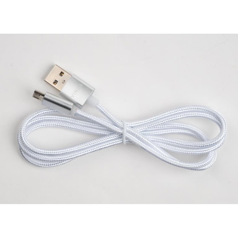 Дата кабель USB 2.0 AM to Micro 5P 1m LED silver Vinga (VCPDCMLED1S) - фото 3