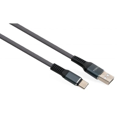 Дата кабель USB 2.0 AM to Type-C 1m flat nylon gray Vinga (VCPDCTCFNB1GR) - фото 1