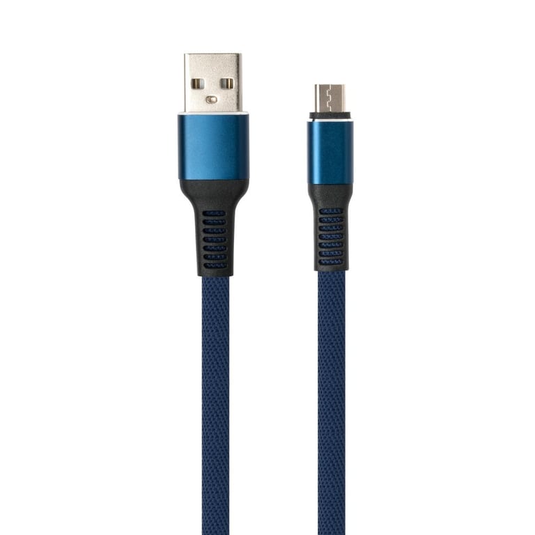 Дата кабель USB 2.0 AM to Micro 5P 1m flat nylon blue Vinga (VCPDCMFNB1B) - фото 2
