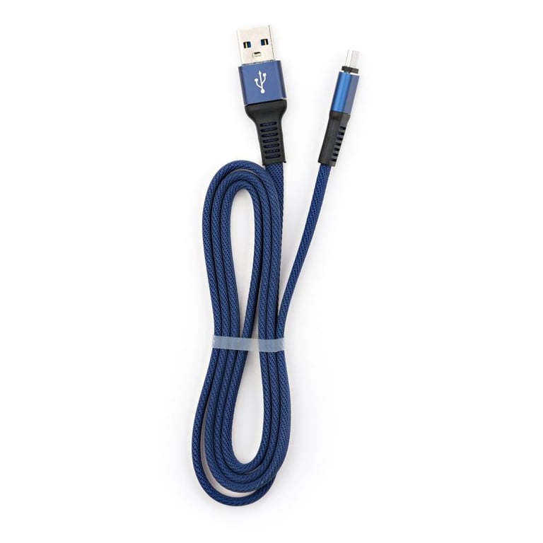 Дата кабель USB 2.0 AM to Micro 5P 1m flat nylon blue Vinga (VCPDCMFNB1B) - фото 5