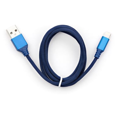 Дата кабель USB 2.0 AM to Lightning nylon 1m blue Vinga (VCPDCLNB21B) - фото 1