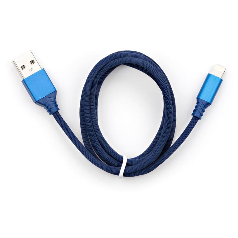 Дата кабель USB 2.0 AM to Lightning nylon 1m blue Vinga (VCPDCLNB21B) - фото 1