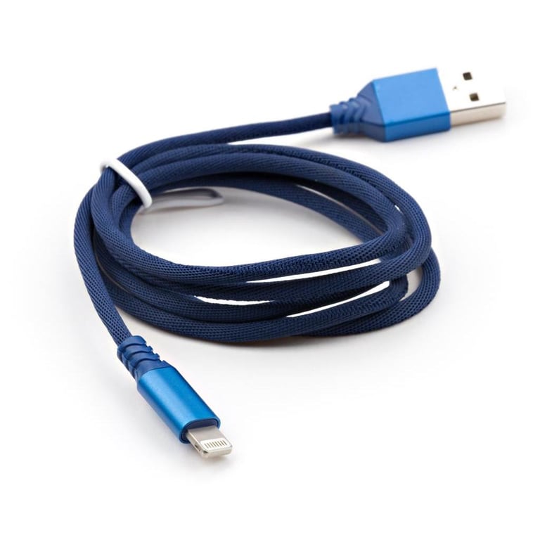 Дата кабель USB 2.0 AM to Lightning nylon 1m blue Vinga (VCPDCLNB21B) - фото 2