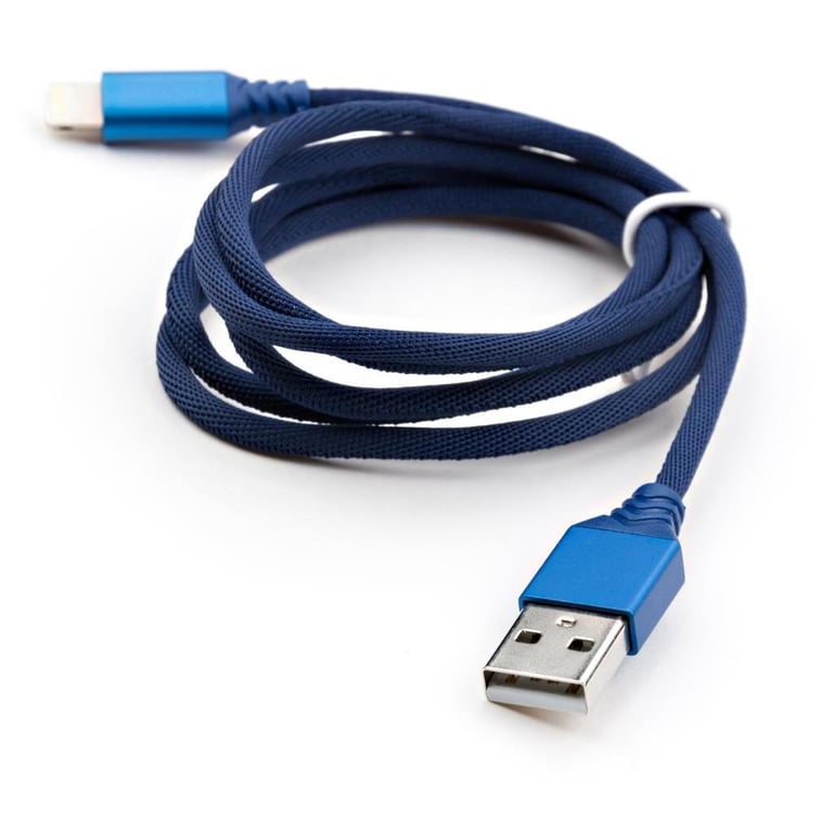 Дата кабель USB 2.0 AM to Lightning nylon 1m blue Vinga (VCPDCLNB21B) - фото 3