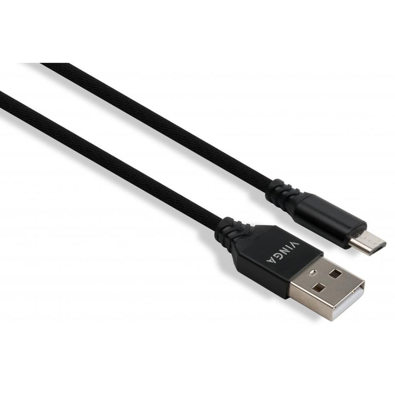 Дата кабель USB 2.0 AM to Micro 5P nylon 1m black Vinga (VCPDCMBN21BK) - фото 1