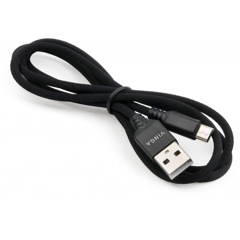 Дата кабель USB 2.0 AM to Micro 5P nylon 1m black Vinga (VCPDCMBN21BK) - фото 3