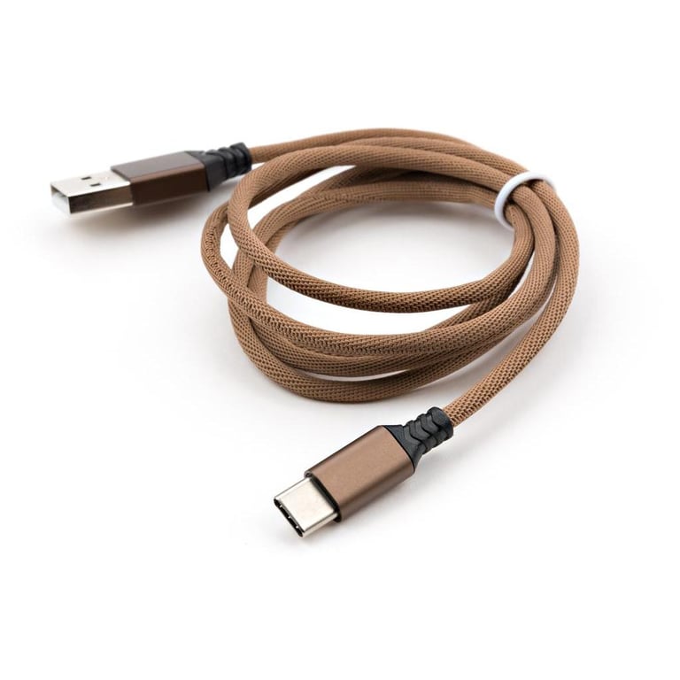 Дата кабель USB 2.0 AM to Type-C nylon 1m brown Vinga (VCPDCTCNB21BR) - фото 2