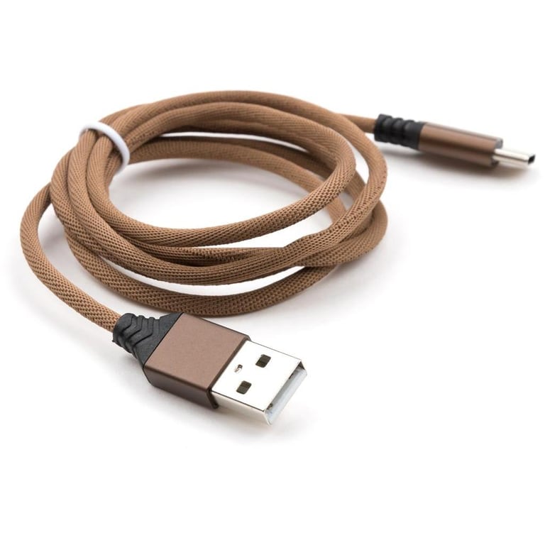 Дата кабель USB 2.0 AM to Type-C nylon 1m brown Vinga (VCPDCTCNB21BR) - фото 3