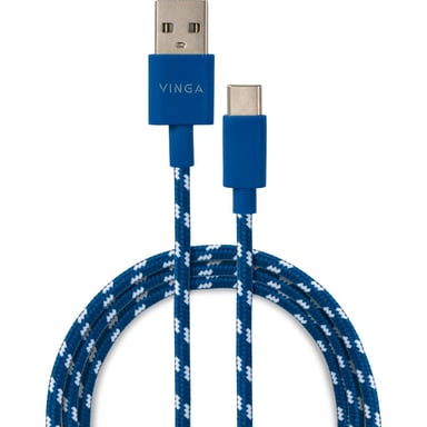 Дата кабель USB 2.0 AM to Type-C 2color nylon 1m blue Vinga (VCPDCTCNB31B) - фото 1