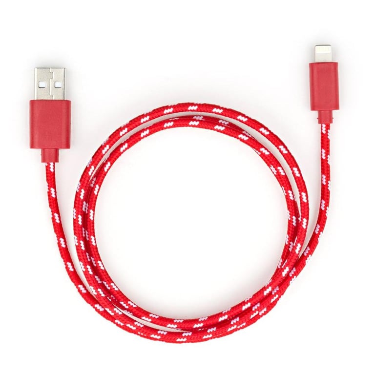 Дата кабель USB 2.0 AM to Lightning 2color nylon 1m red Vinga (VCPDCLNB31R) - фото 1