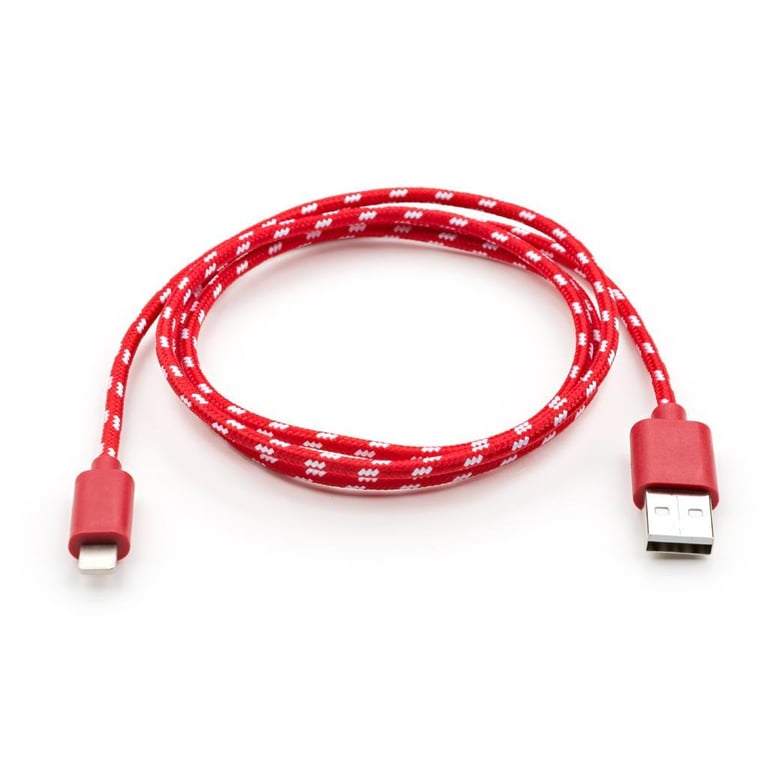 Дата кабель USB 2.0 AM to Lightning 2color nylon 1m red Vinga (VCPDCLNB31R) - фото 2
