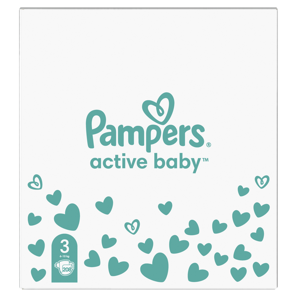 Підгузки Pampers Active Baby Midi Розмір 3 (6-10 кг) 208 шт (8001090910745) - фото 2 Підгузки Pampers Active Baby Midi Розмір 3 (6-10 кг) 208 шт (8001090910745) - фото 2