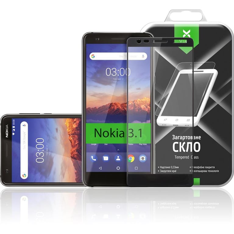 Скло захисне Vinga для Nokia 3.1 Black (VTPGS-N31B) - фото 3