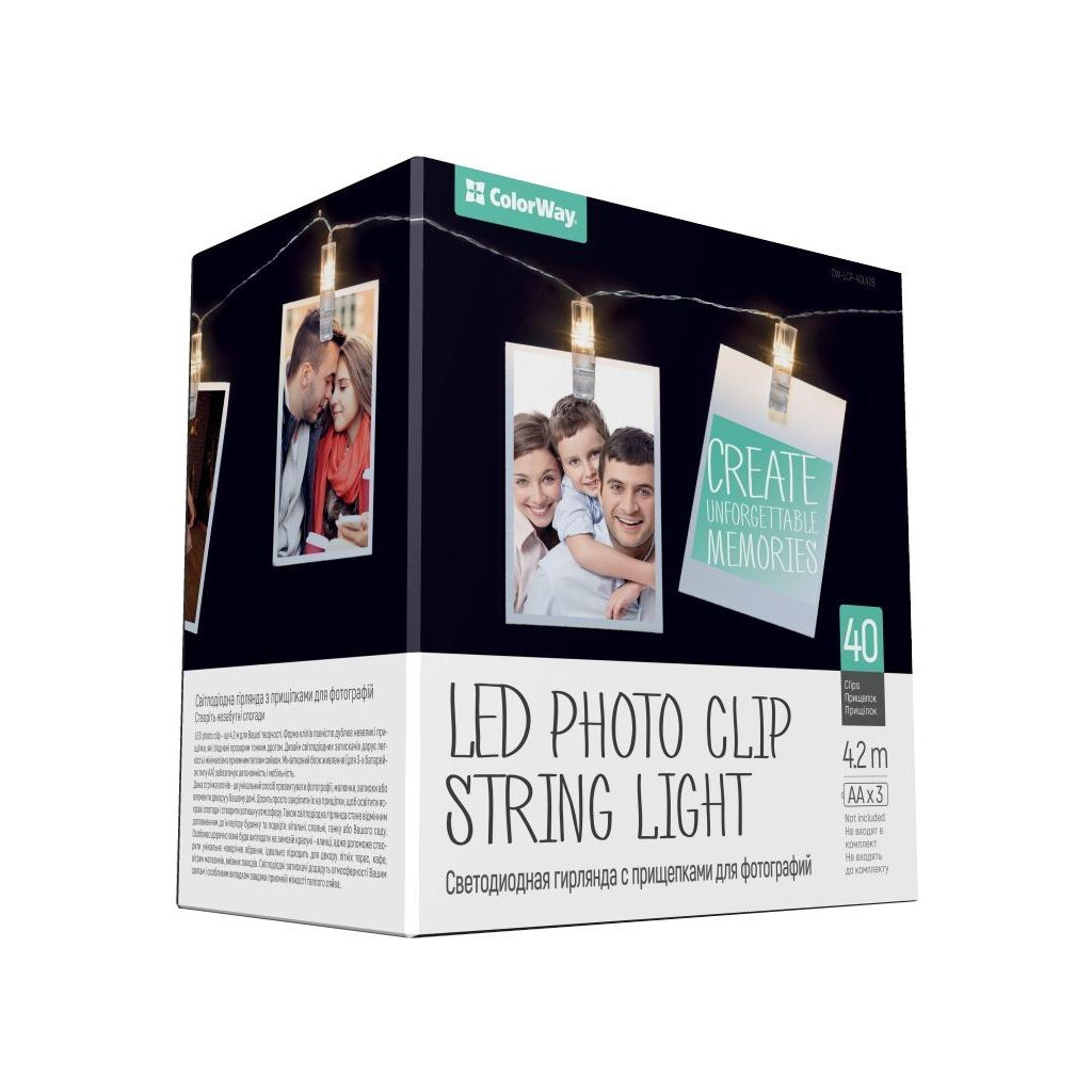 Гірлянда ColorWay 40 LED, 4.2м, з прищіпками (CW-LCP-40L42B) - фото 2 Гірлянда ColorWay 40 LED, 4.2м, з прищіпками (CW-LCP-40L42B) - фото 2