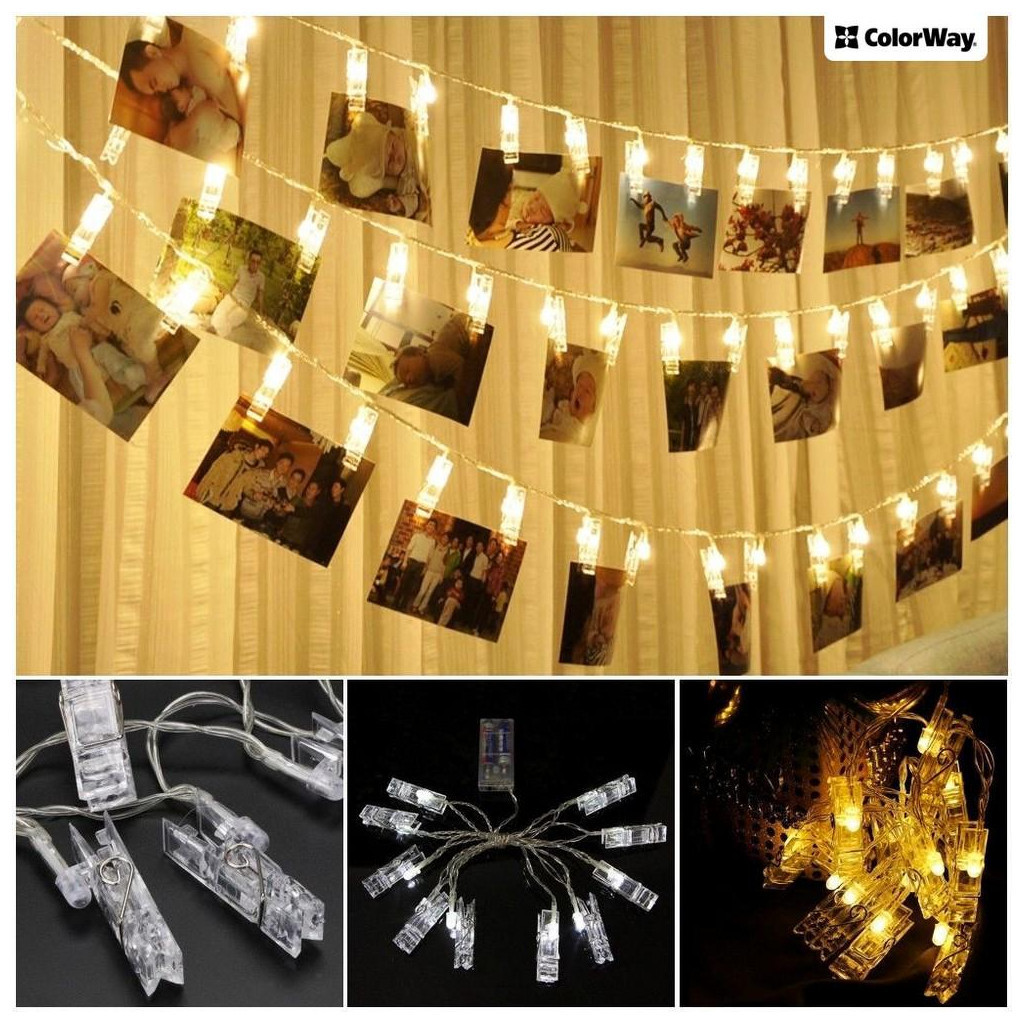 Гірлянда ColorWay 40 LED, 4.2м, з прищіпками (CW-LCP-40L42B) - фото 3 Гірлянда ColorWay 40 LED, 4.2м, з прищіпками (CW-LCP-40L42B) - фото 3