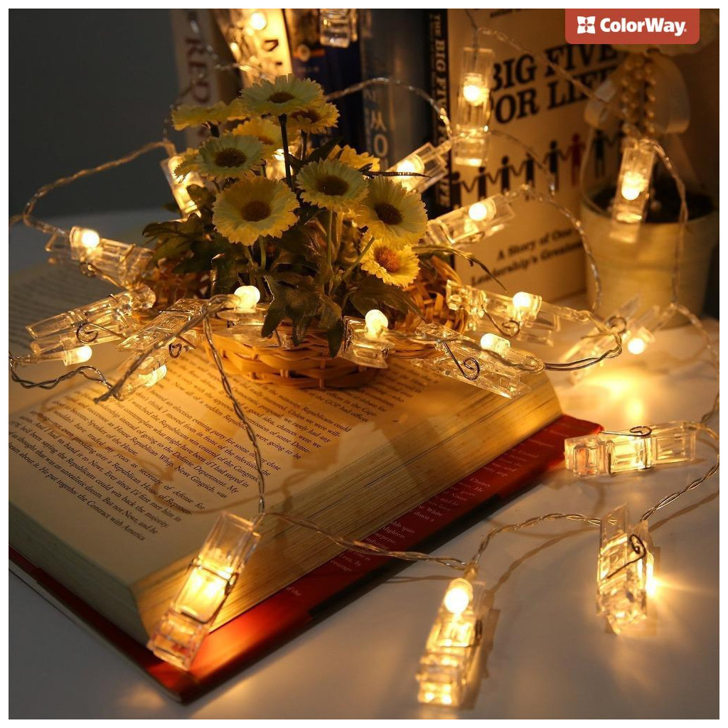 Гірлянда ColorWay 40 LED, 4.2м, з прищіпками (CW-LCP-40L42B) - фото 9 Гірлянда ColorWay 40 LED, 4.2м, з прищіпками (CW-LCP-40L42B) - фото 9