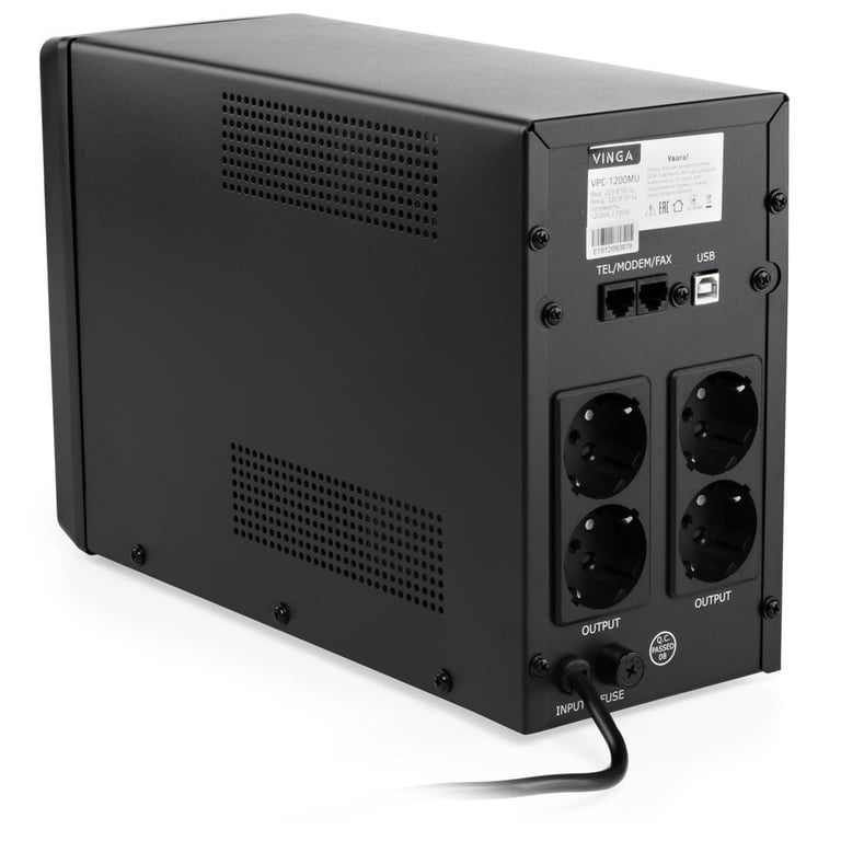 Пристрій безперебійного живлення Vinga LCD 1200VA metal case with USB (VPC-1200MU) - фото 7