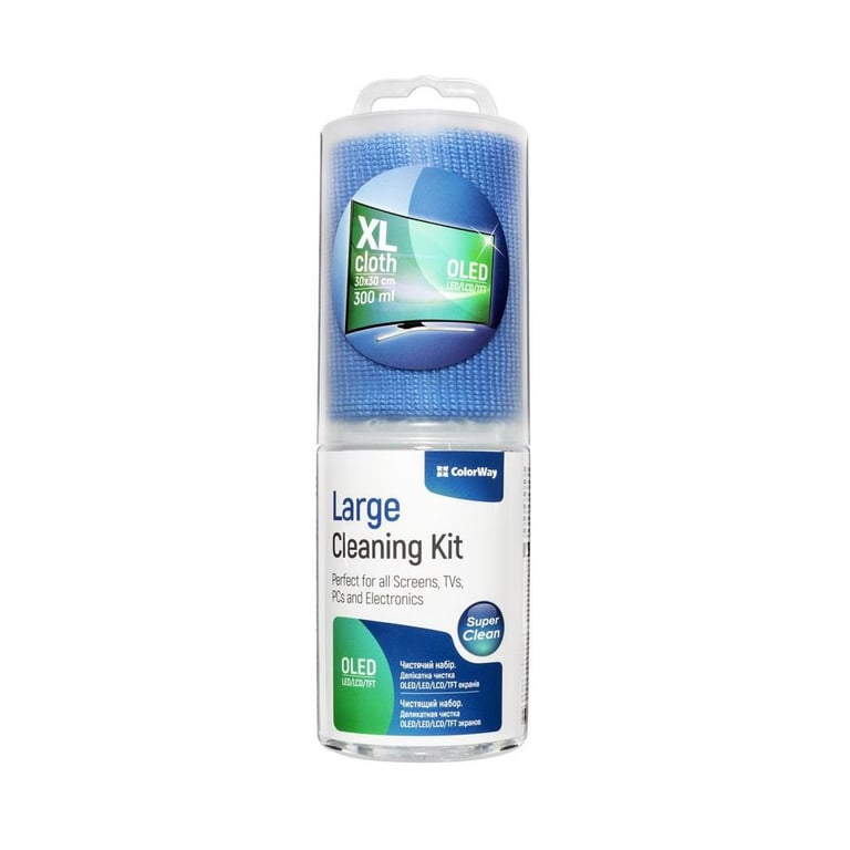 Спрей для очищення ColorWay Cleaning Kit for OLED/LED/LCD/TFT, 300ml, microfibre XL (CW-5230) - фото 2