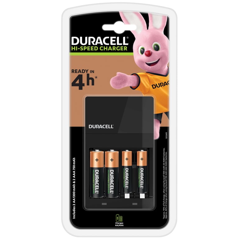 Зарядний пристрій для акумуляторів Duracell CEF14, 4 години, 1 шт. (Includes 2 AA1300mAh & 2 AAA750mAh) (5007497 / 5004990) - фото 2