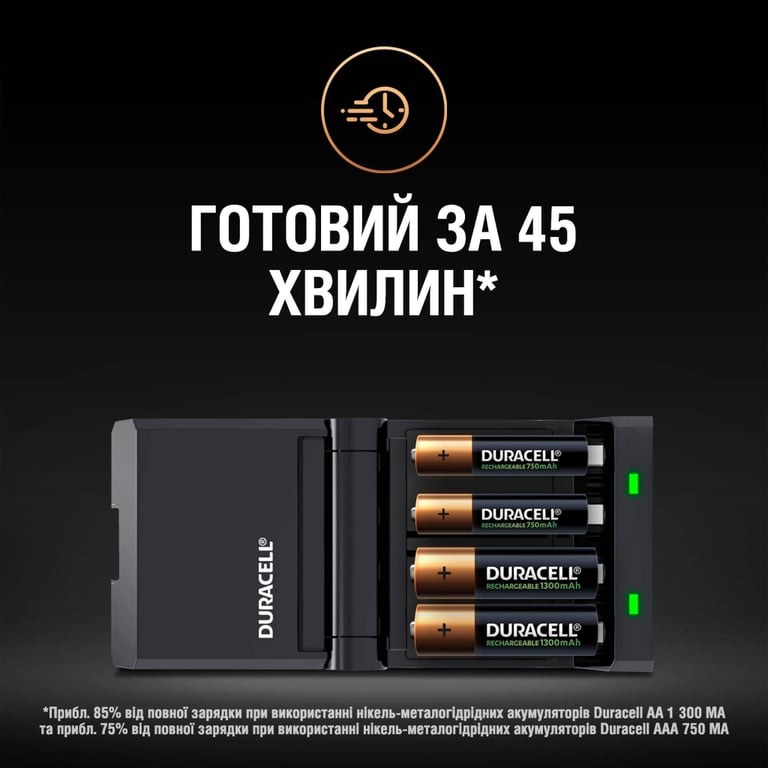 Зарядний пристрій для акумуляторів Duracell CEF27 + 2 rechar AA1300mAh + 2 rechar AAA750mAh (5001374) - фото 6