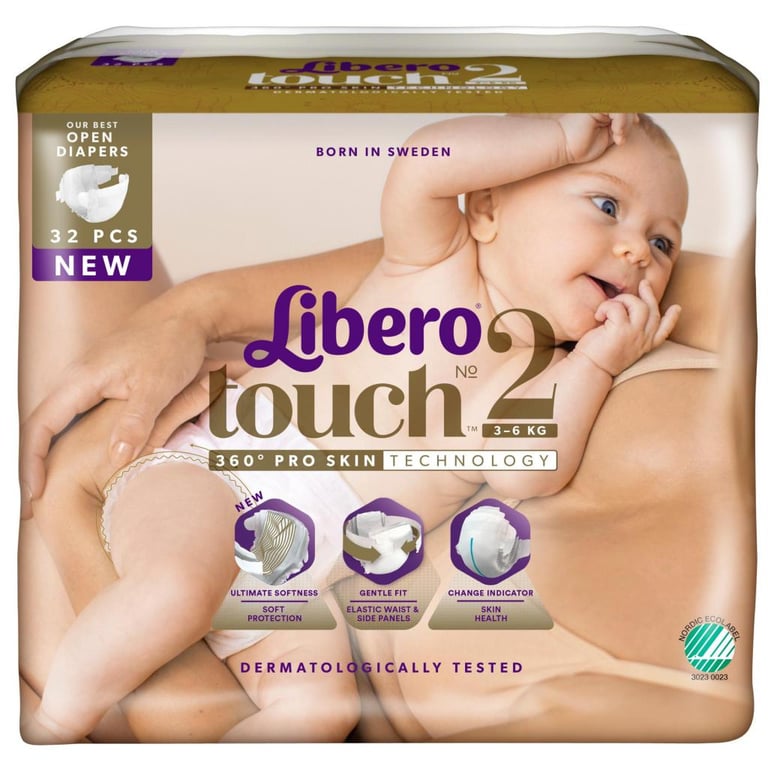 Підгузки Libero Touch 2 (3-6 кг) 32 шт (7322541070315) - фото 2