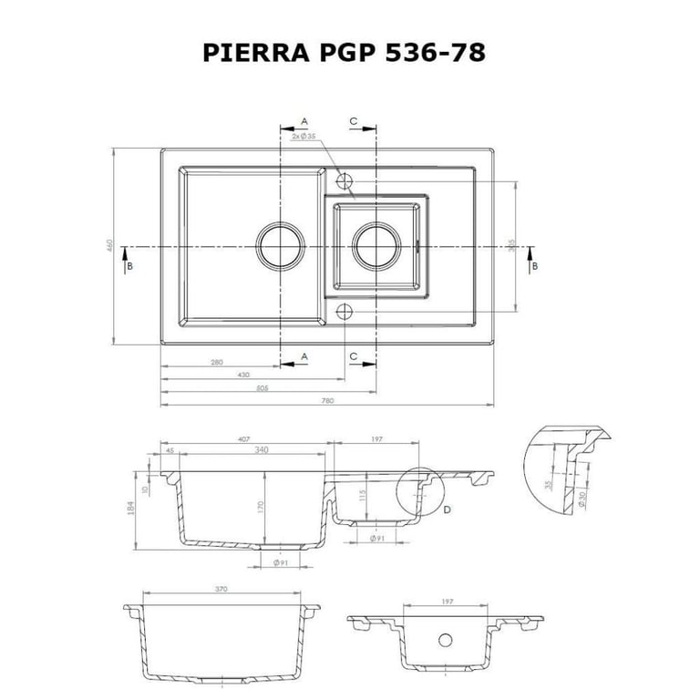 Мийка кухонна Perfelli PIERRA PGP 536-78 LIGHT BEIGE - фото 6