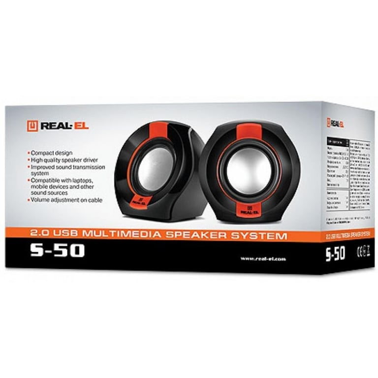 Акустична система REAL-EL S-50 black-red - фото 2