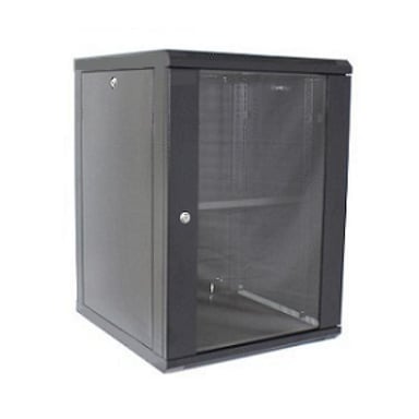 Шафа настінна Hypernet 15U 19" 600x600 (WMNC66-15U-FLAT-BLACK) - фото 1