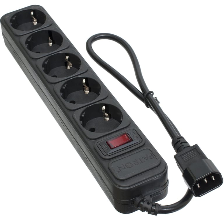 Мережевий фільтр живлення Patron 0.5 m3*1mm2 (SP-1052U) 5 розеток BLACK (EXT-PN-SP-1052U) - фото 1