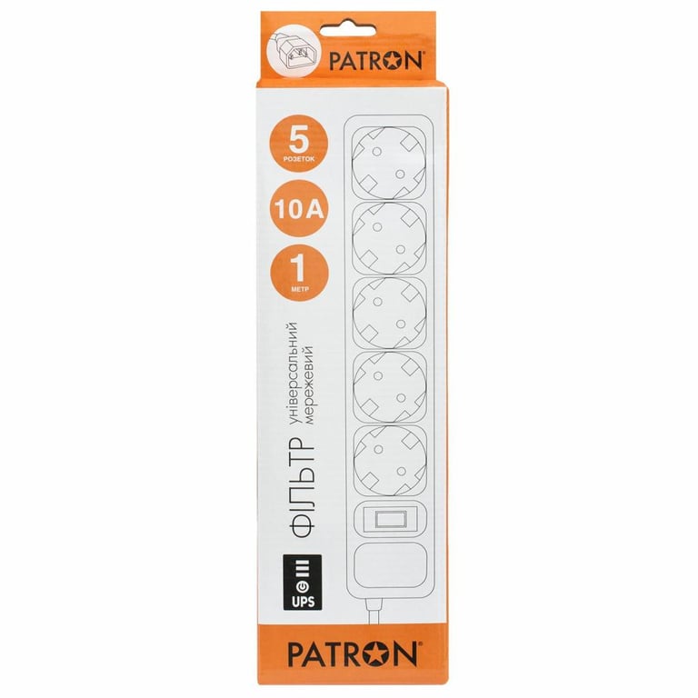 Мережевий фільтр живлення Patron 1 m3*1mm2 (SP-1053U) 5 розеток BLACK (EXT-PN-SP-1053U) - фото 2