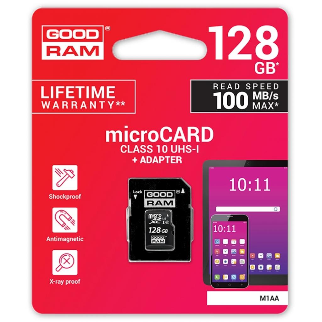 Карта пам'яті Goodram 128GB microSDXC class 10 UHS-I (M1AA-1280R12) - фото 5 Карта пам'яті Goodram 128GB microSDXC class 10 UHS-I (M1AA-1280R12) - фото 5