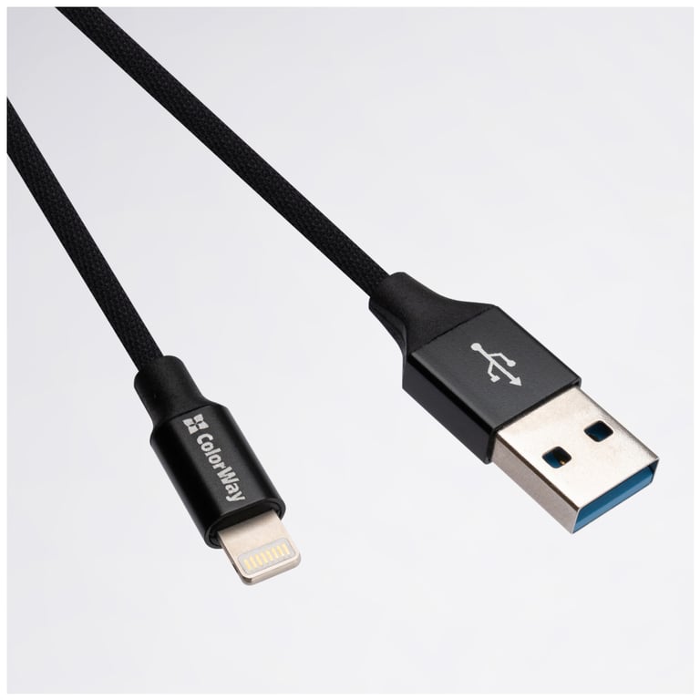 Дата кабель USB 2.0 AM to Lightning 1.0m black ColorWay (CW-CBUL004-BK) - фото 3