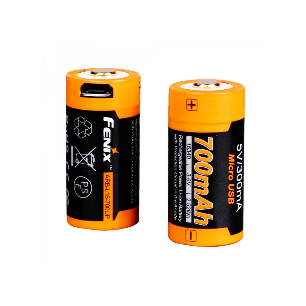 Акумулятор Fenix 16340  700 UP mAh Li-ion micro usb (ARB-L16-700UP) - фото 1