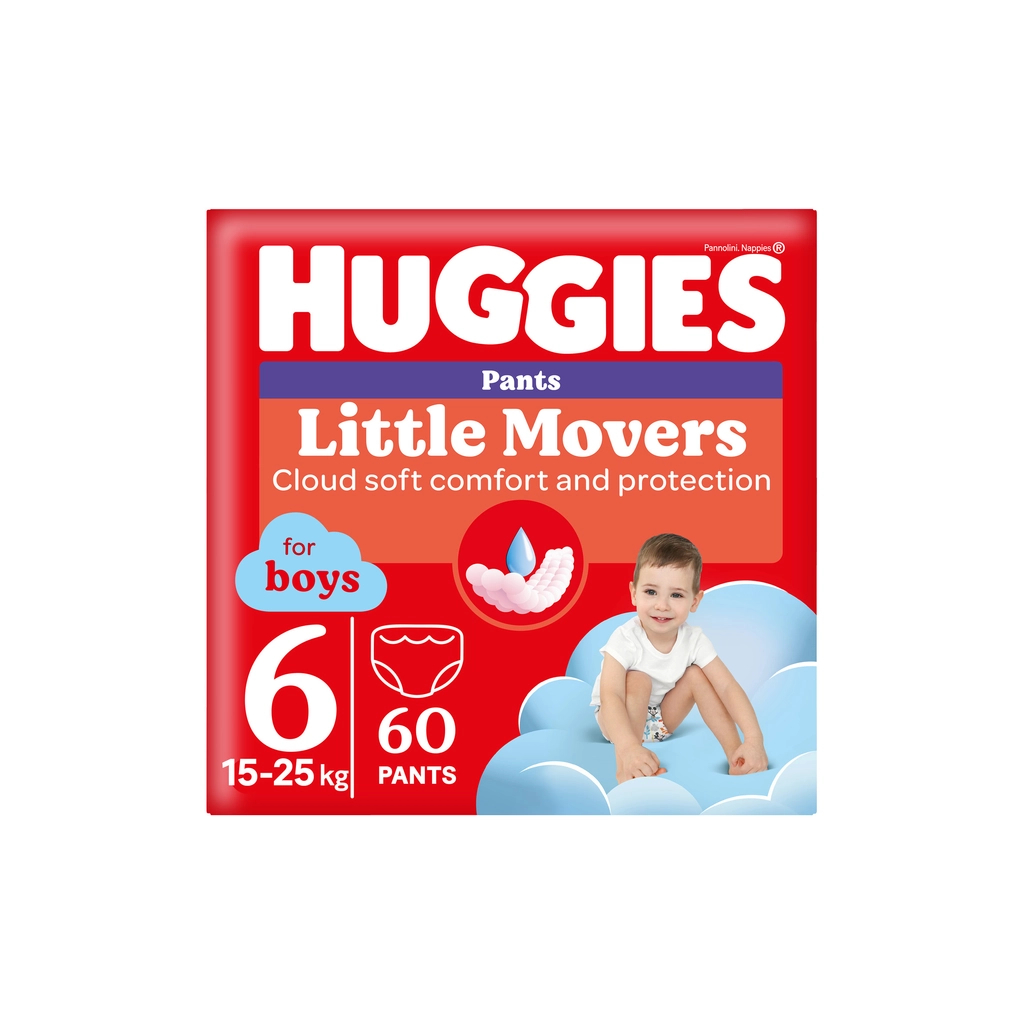 Підгузки Huggies Little Movers/Pants 6 (15-25 кг) Box для хлопчиків 60 шт (5029053564142) - фото 1 Підгузки Huggies Little Movers/Pants 6 (15-25 кг) Box для хлопчиків 60 шт (5029053564142) - фото 1