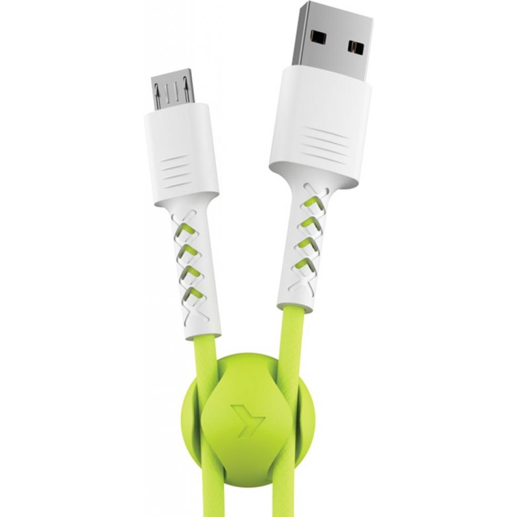 Дата кабель USB 2.0 AM to Micro 5P 1.0m Soft white/lime Pixus (4897058531176) - фото 1