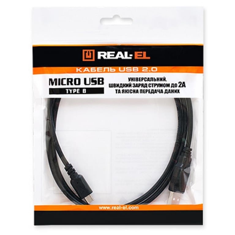 Дата кабель USB 2.0 AM to Micro 5P 2.0m Pro black REAL-EL (EL123500025) - фото 3