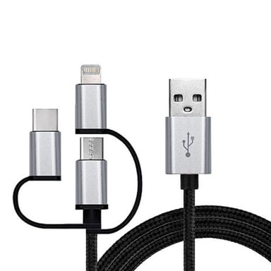 Дата кабель USB 2.0 AM to 3in1 1.0m Premium black REAL-EL (EL123500035) - фото 1