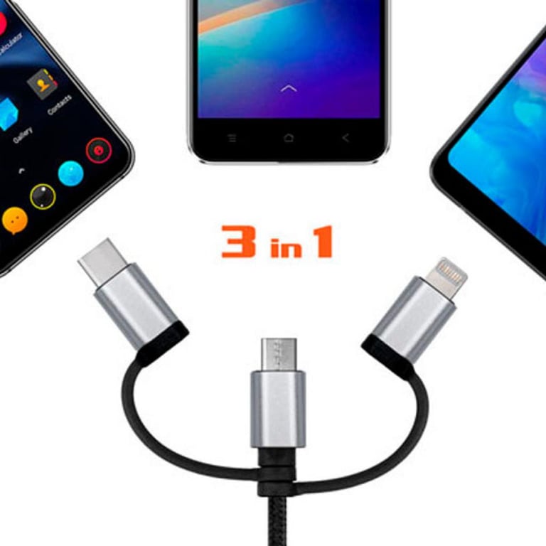 Дата кабель USB 2.0 AM to 3in1 1.0m Premium black REAL-EL (EL123500035) - фото 4