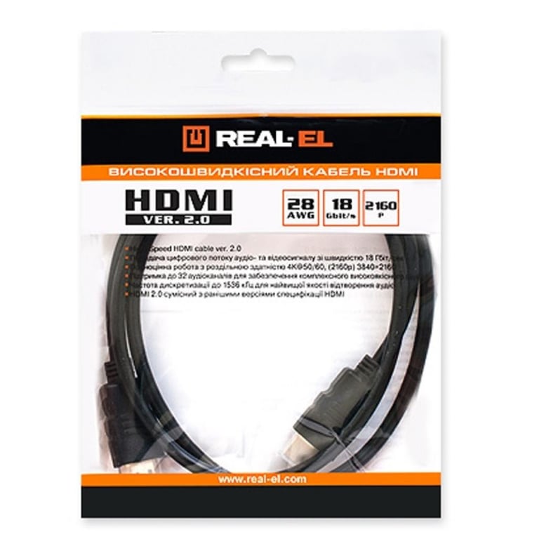 Кабель мультимедійний HDMI to HDMI 4.0m black REAL-EL (EL123500019) - фото 3