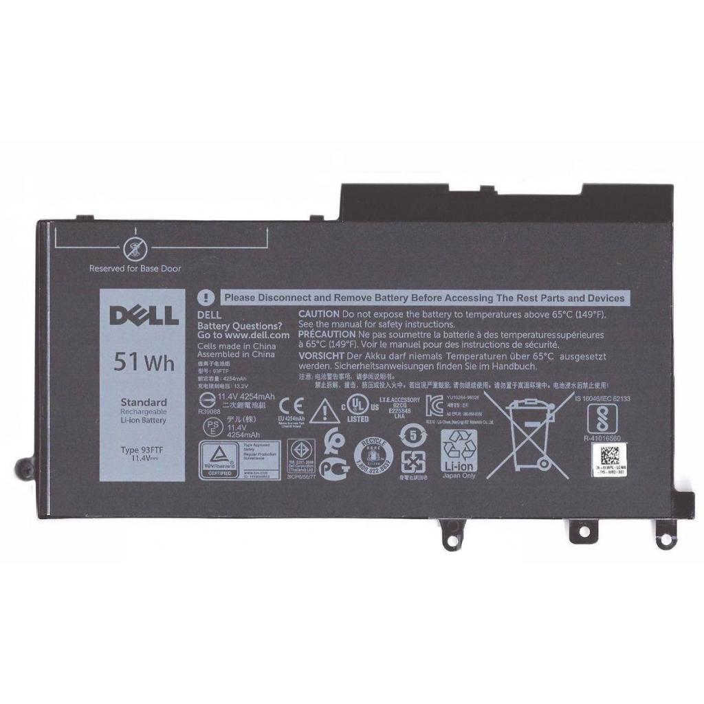 Акумулятор до ноутбука Dell Latitude 5480 93FTF (short), 4254mAh (51Wh), 3cell, 11.4V, L (A47311) - фото 1