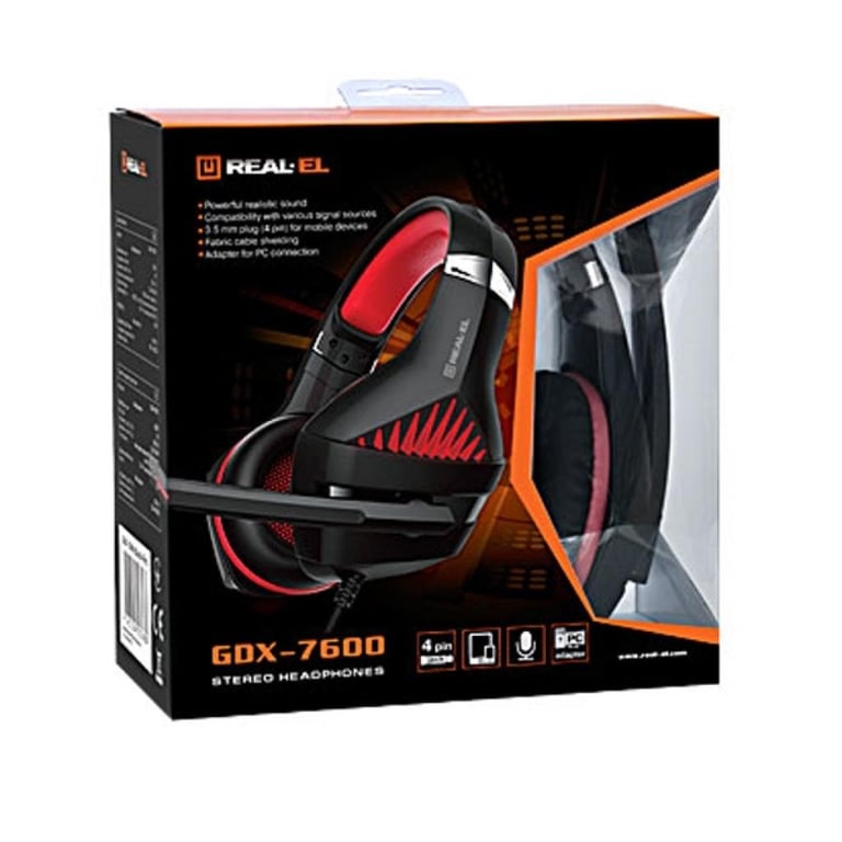 Навушники REAL-EL GDX-7600 Black-Red - фото 8