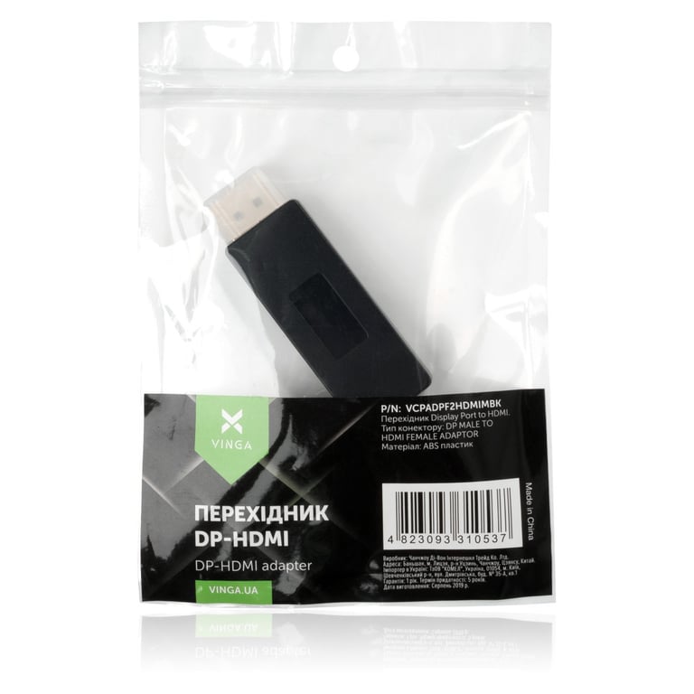 Перехідник Display Port M to HDMI F Vinga (VCPADPF2HDMIMBK) - фото 3