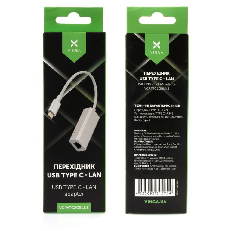 Перехідник Type-C to Gigabit LAN aluminium Vinga (VCPATC2GBLNS) - фото 4