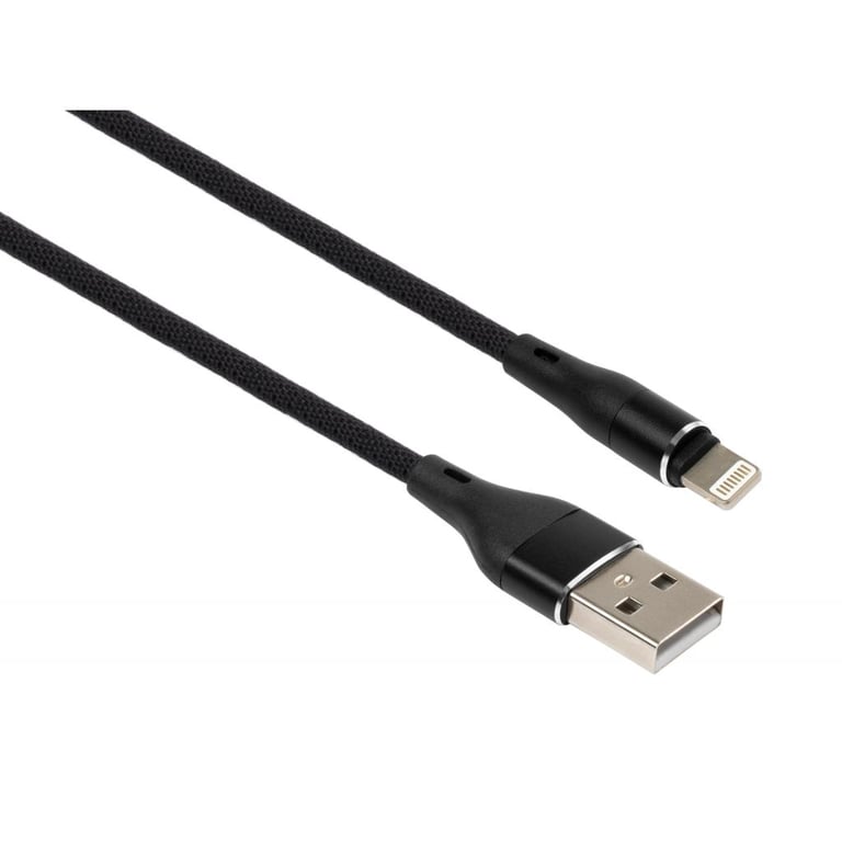 Дата кабель USB 2.0 AM to Lightning 1.0m cylindric nylon back Vinga (VCPDCLCANB1BK) - фото 1