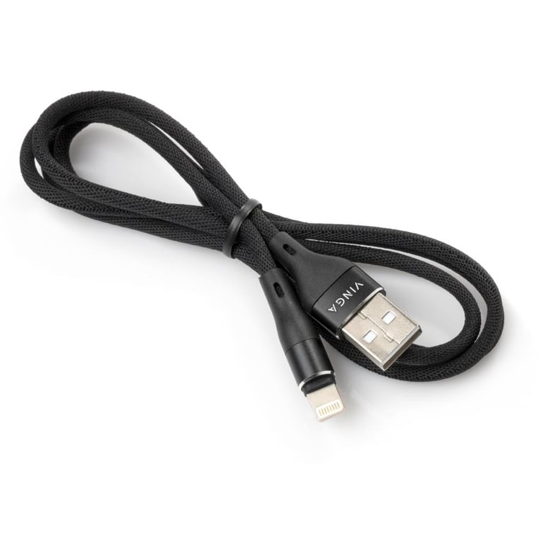 Дата кабель USB 2.0 AM to Lightning 1.0m cylindric nylon back Vinga (VCPDCLCANB1BK) - фото 3