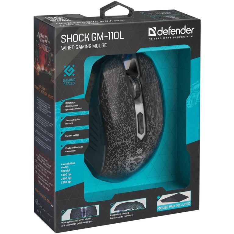 Мишка Defender Shock GM-110L Black (52110) - фото 7