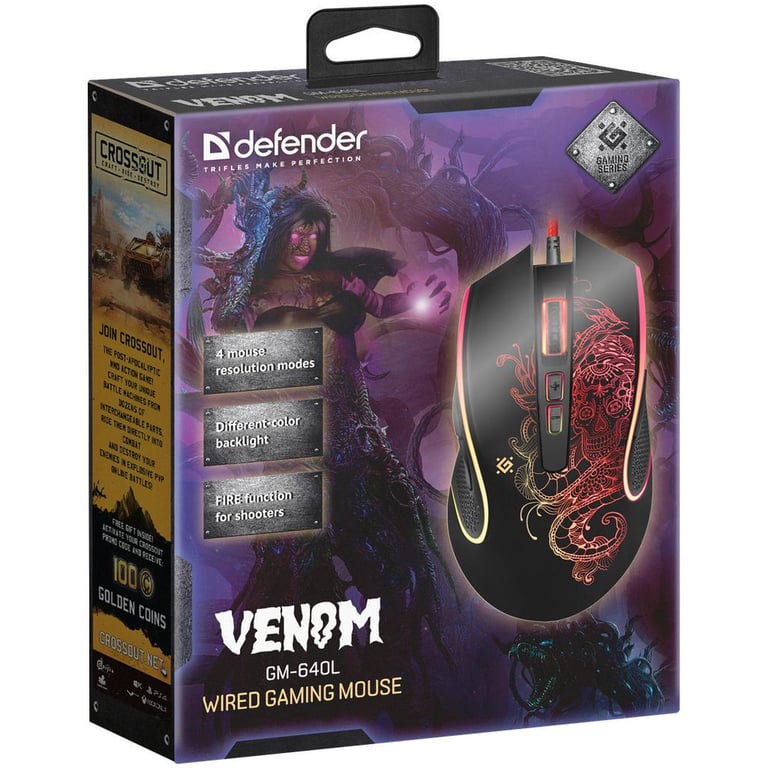 Мишка Defender Venom GM-640L Black (52640) - фото 4